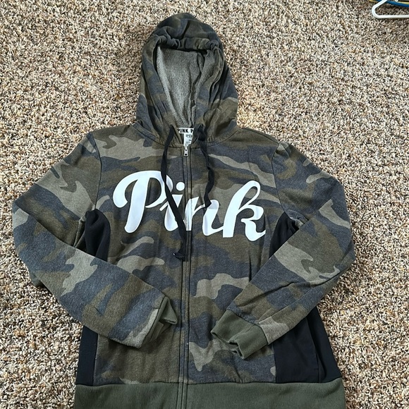 PINK Victoria's Secret Tops - PINK camo zip up hoodie